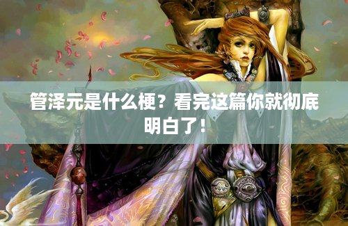 管泽元是什么梗？看完这篇你就彻底明白了！