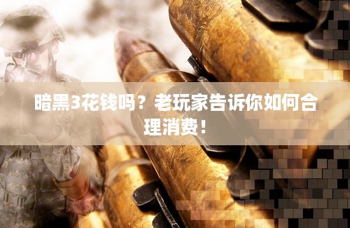 暗黑3花钱吗？老玩家告诉你如何合理消费！
