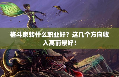 格斗家转什么职业好？这几个方向收入高前景好！
