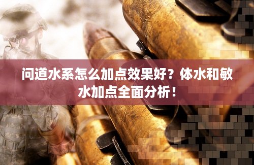 问道水系怎么加点效果好？体水和敏水加点全面分析！