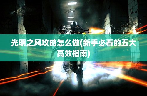 光明之风攻略怎么做(新手必看的五大高效指南)
